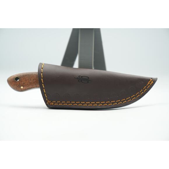 Mini Damascus Knife With The Sheath And Brown handle - Picture 1 of 4